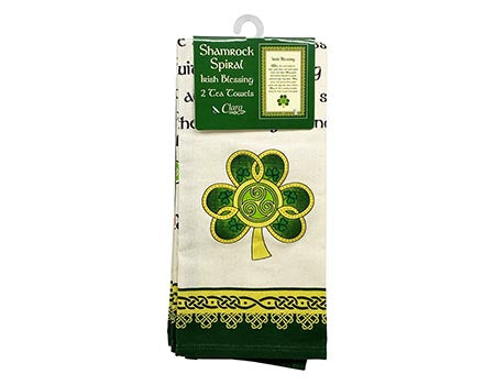 Shamrock Spiral Blessing Set of 2 Tea Towels