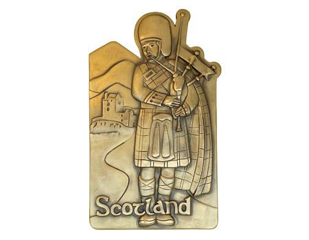 Scottish Piper Bronze Wall Plaque