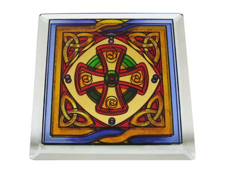 Celtic Cross Coaster Scotland - Stained Mirror