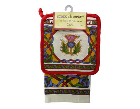 Scottish Weave Tea Towel & Pot Holder