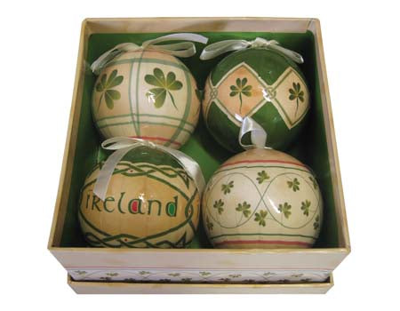 Set of 4 Shamrock Baubles