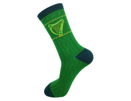 Green Socks with Irish Harps