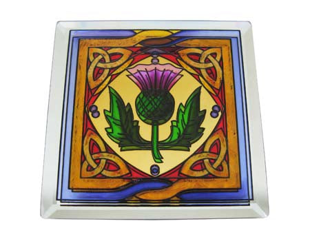 Scottish Thistle Coaster - Stained Mirror
