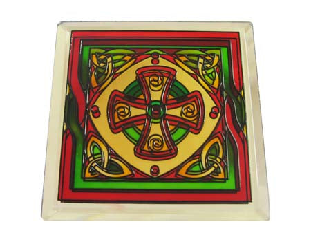 Welsh Celtic Cross Coaster - Stained Mirror