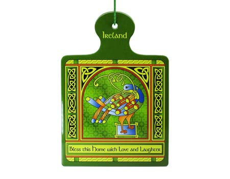 Celtic Peacock Square Pot Stand/Wall Plaque